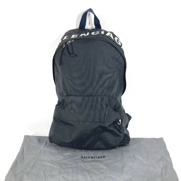 BALENCIAGA Bicolor wheel logo bag Backpack Nylon Black - Picture 4 of 16
